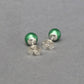 Small green pearl stud earrings