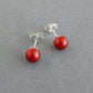 Small red stud earrings