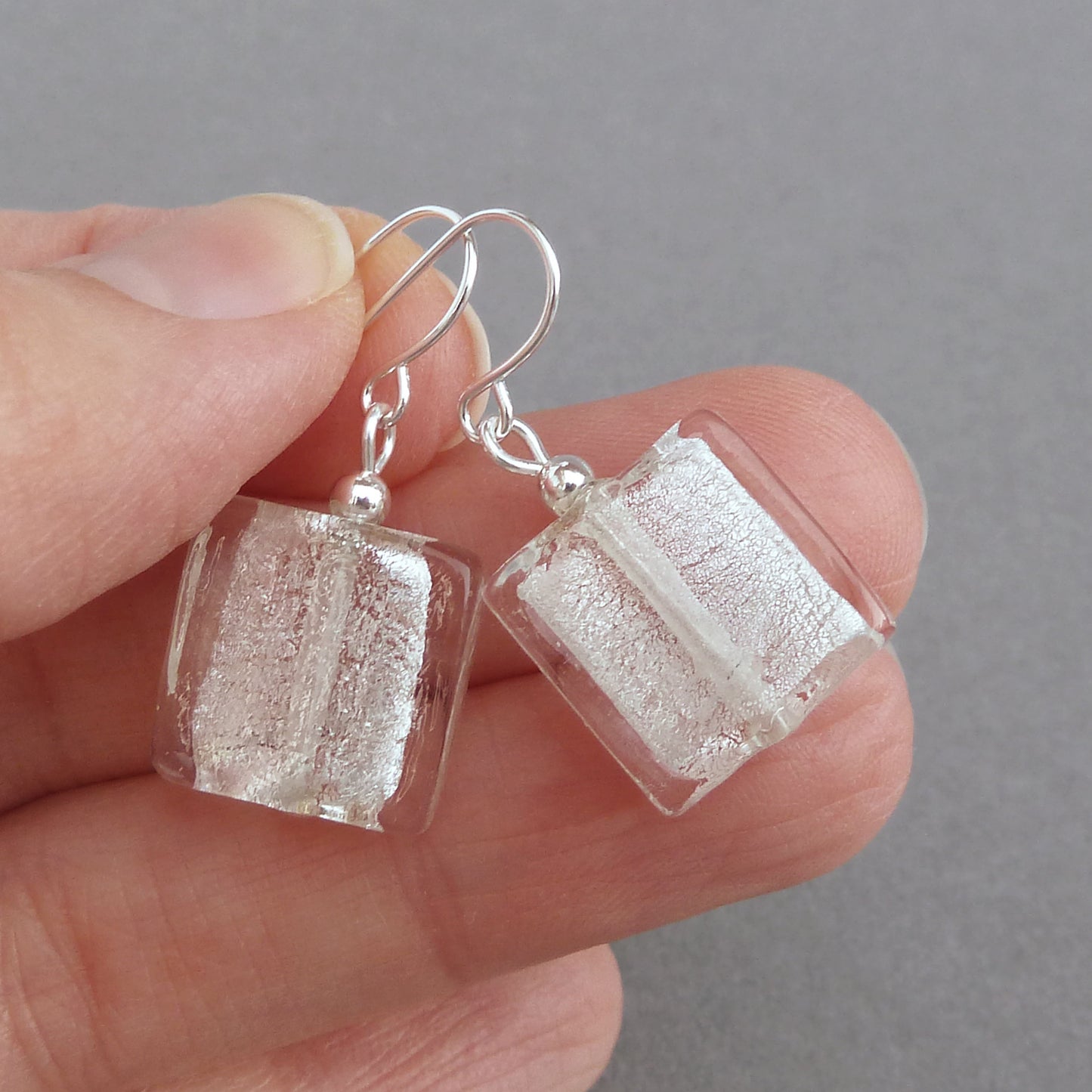 Square fused glass earrings