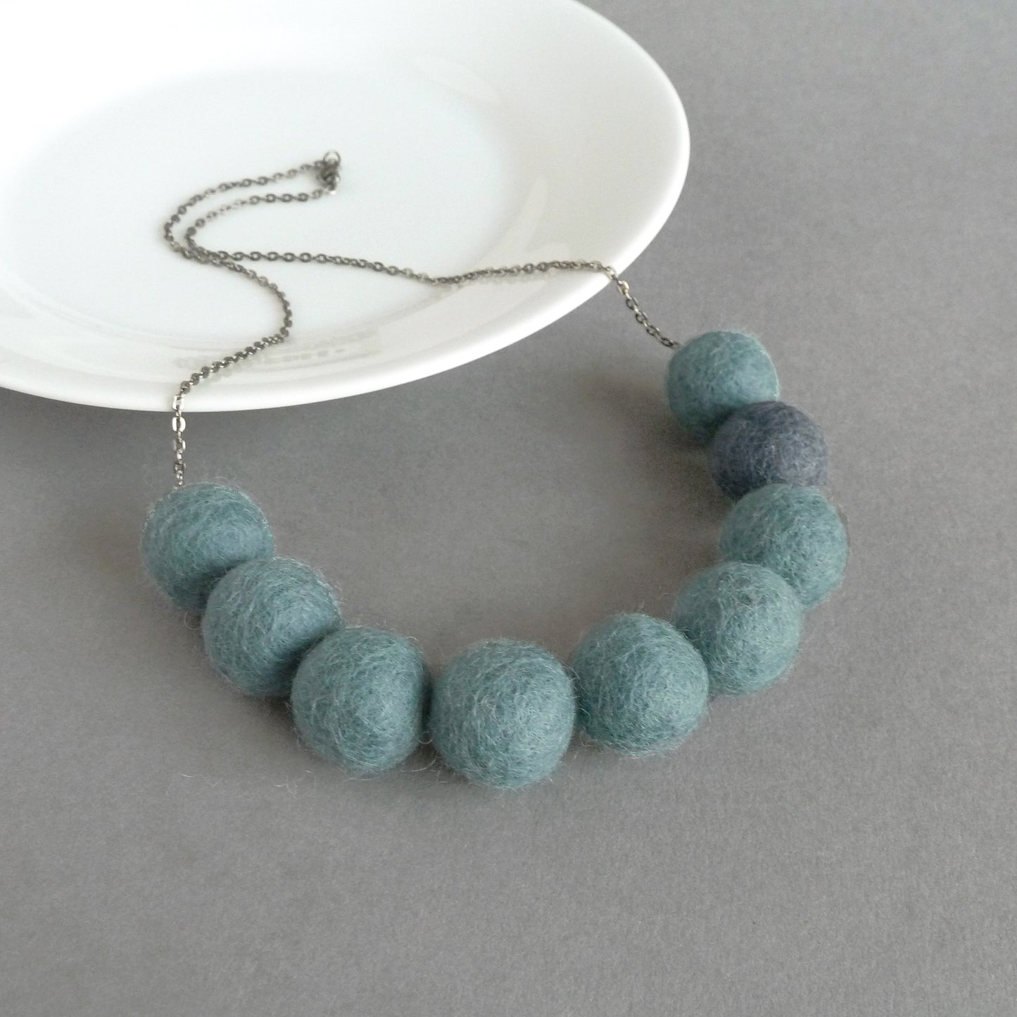 Storm grey felt necklace