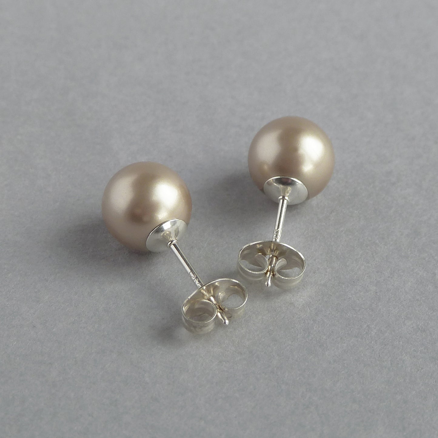 Taupe glass pearl studs