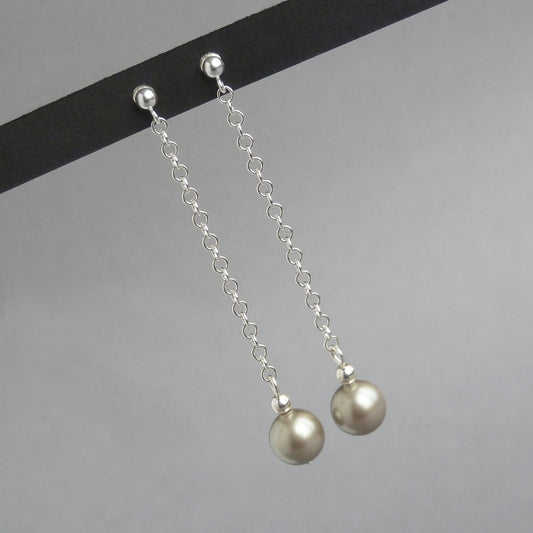 Taupe pearl bridesmaids earrings