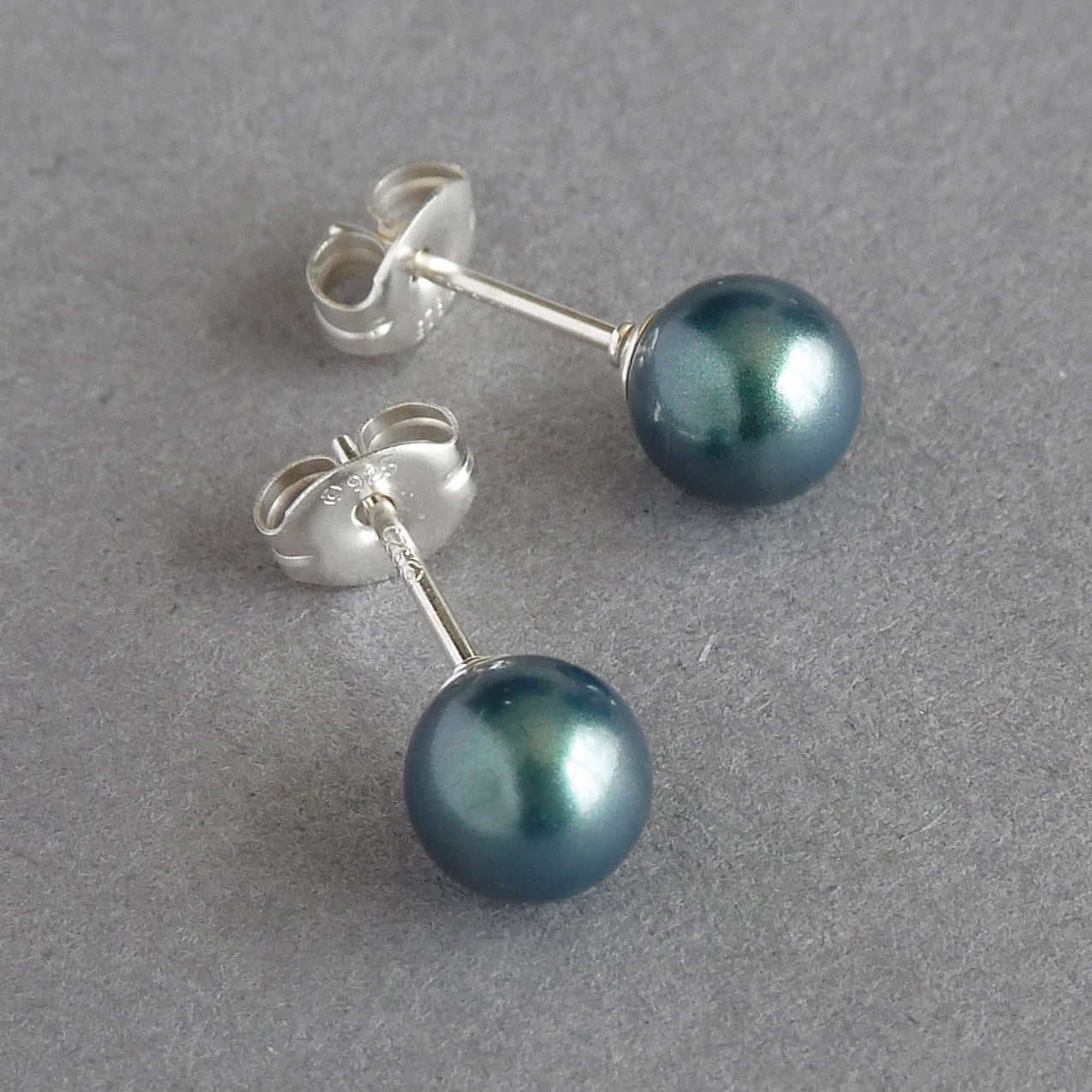 6mm dark green pearl studs