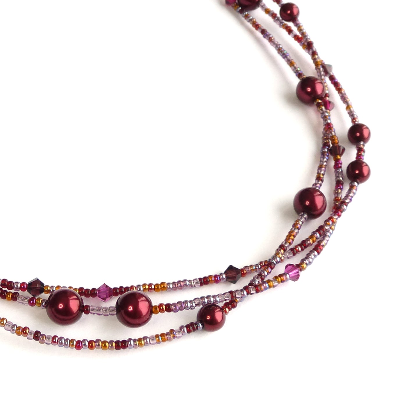 Twisted burgundy pearl necklace