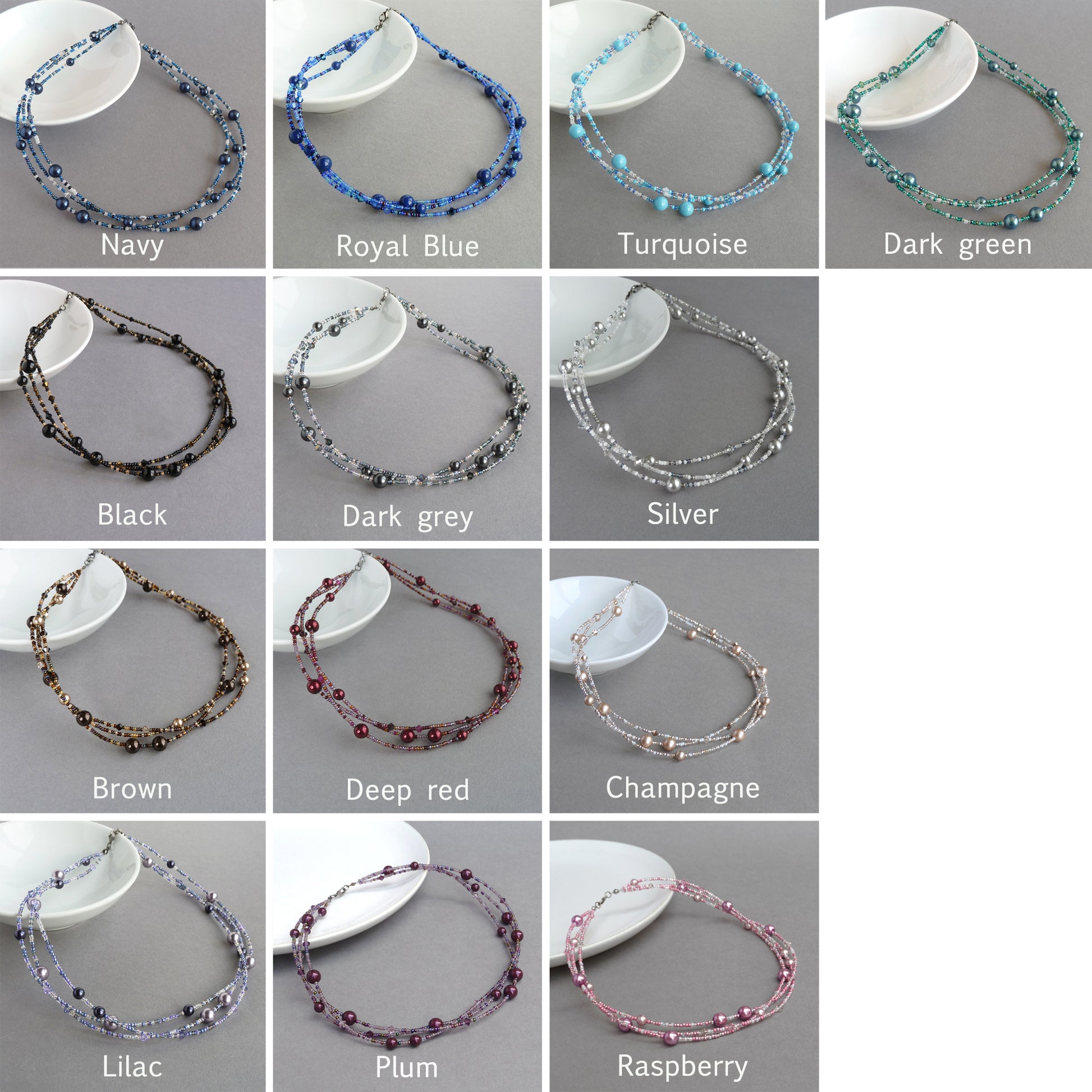 Beaded pearl necklaces by Anna King Jewellery