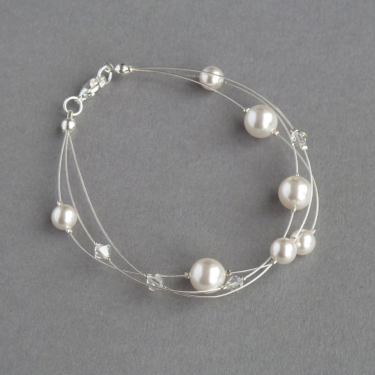 White floating pearl bracelet
