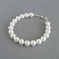 Simple White Glass Pearl Bridal Bracelet - Single Strand, White Pearl Bracelets for Weddings