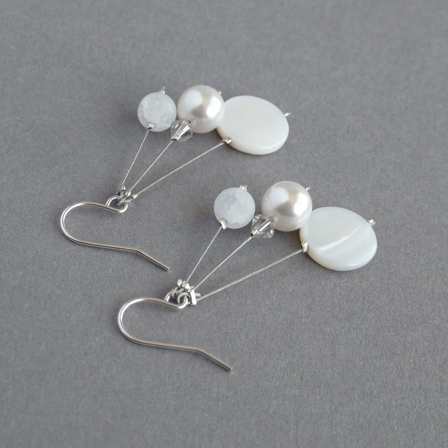 White pearl dangle earrings