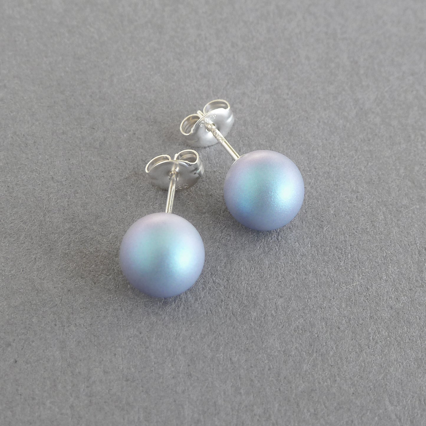 Baby blue pearl stud earrings
