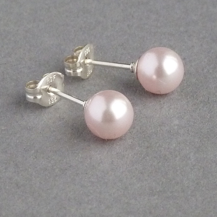 6mm blush pink pearl studs