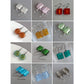 Small White Square Drop Earrings - White, Fused Glass, Dangle Earrings