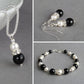 Jet Black Pearl Drop Necklace - Black Onyx and White Pendant Necklaces
