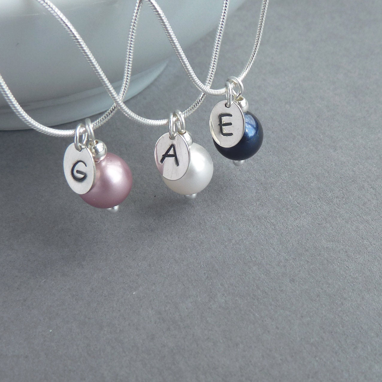 Children's Personalised Girl's Pearl Drop Necklace - Monogram Necklaces for Girls