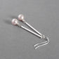Sterling silver bar and light pink pearl earrings