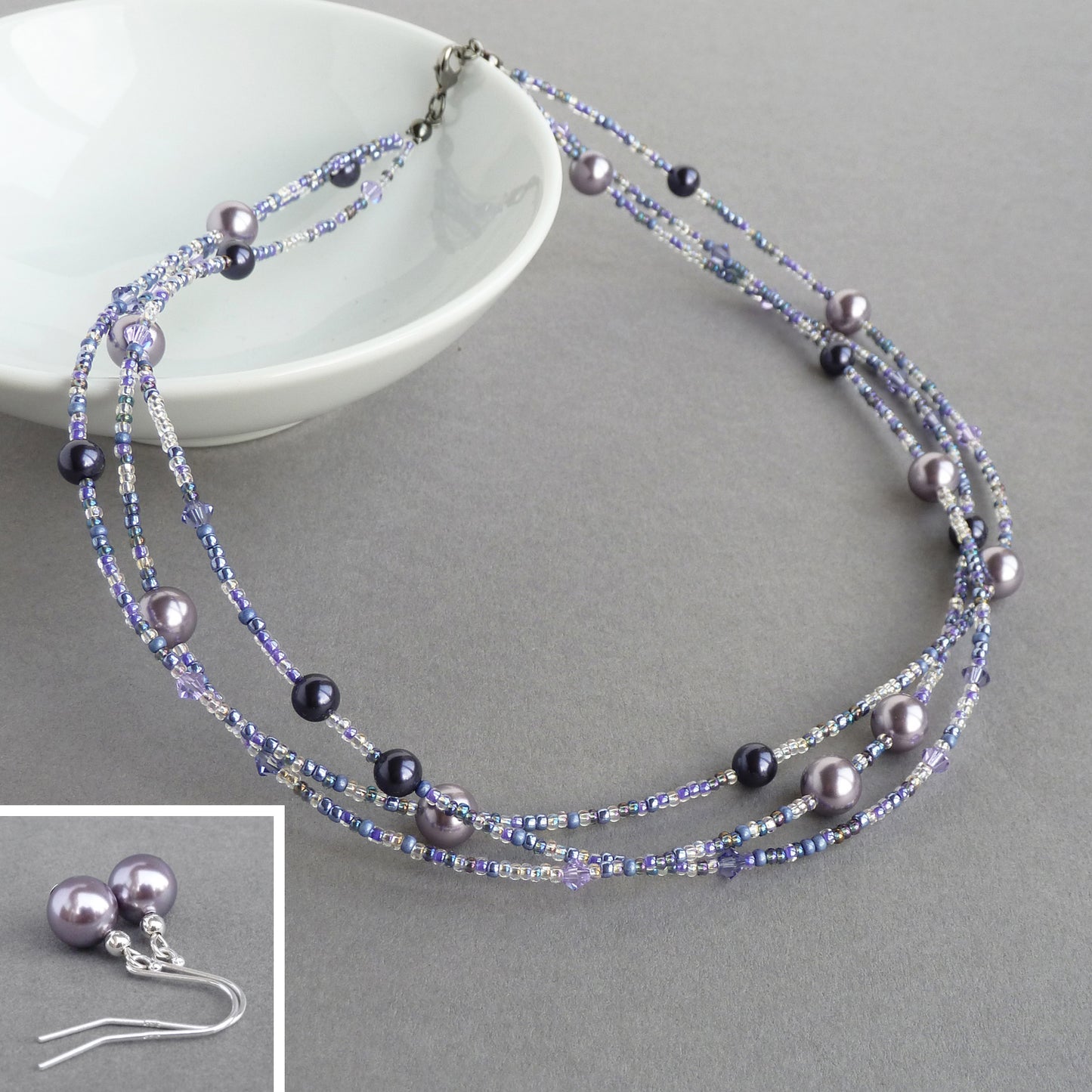 Lilac pearl jewellery set by Anna King Jewellery