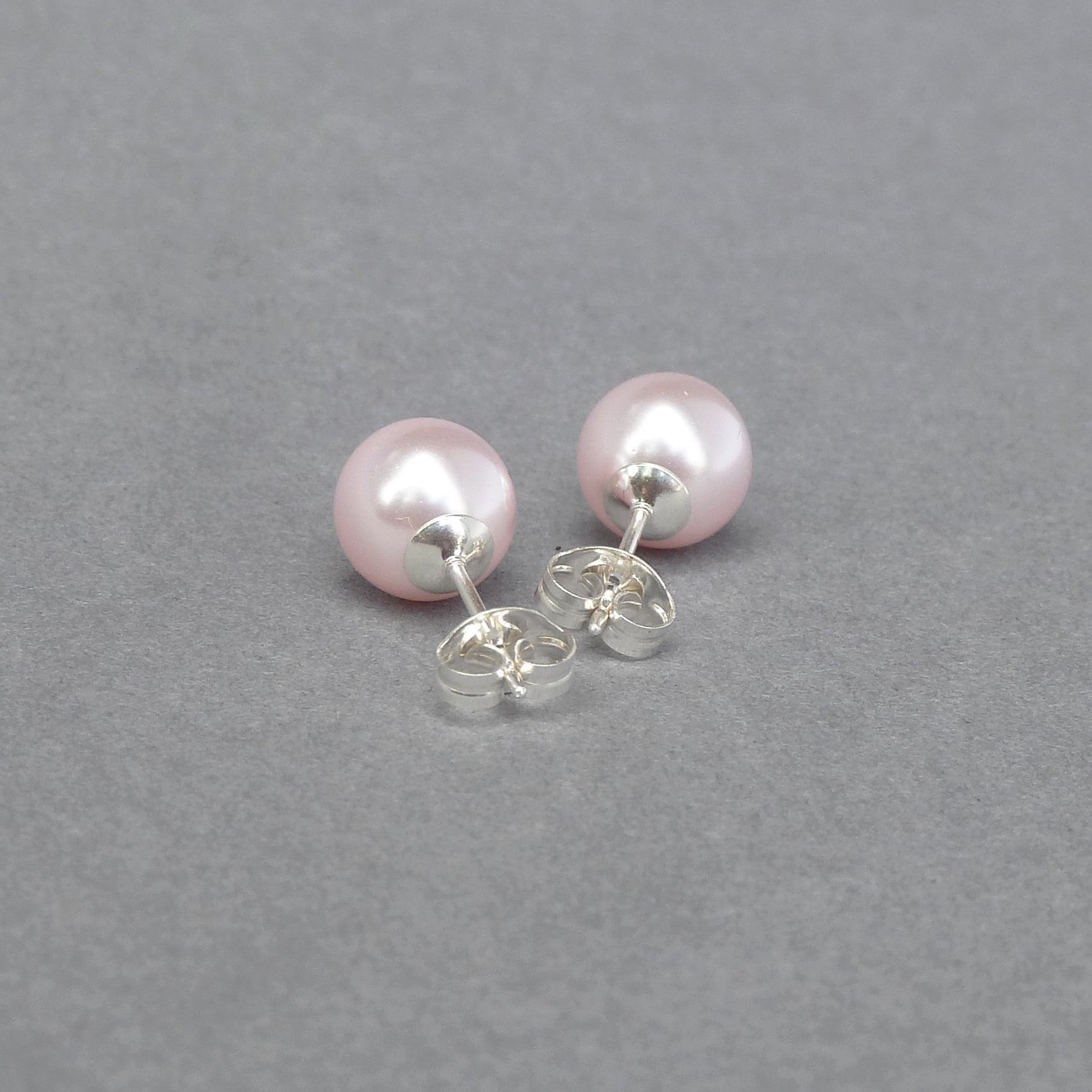 Round blush pink stud earrings
