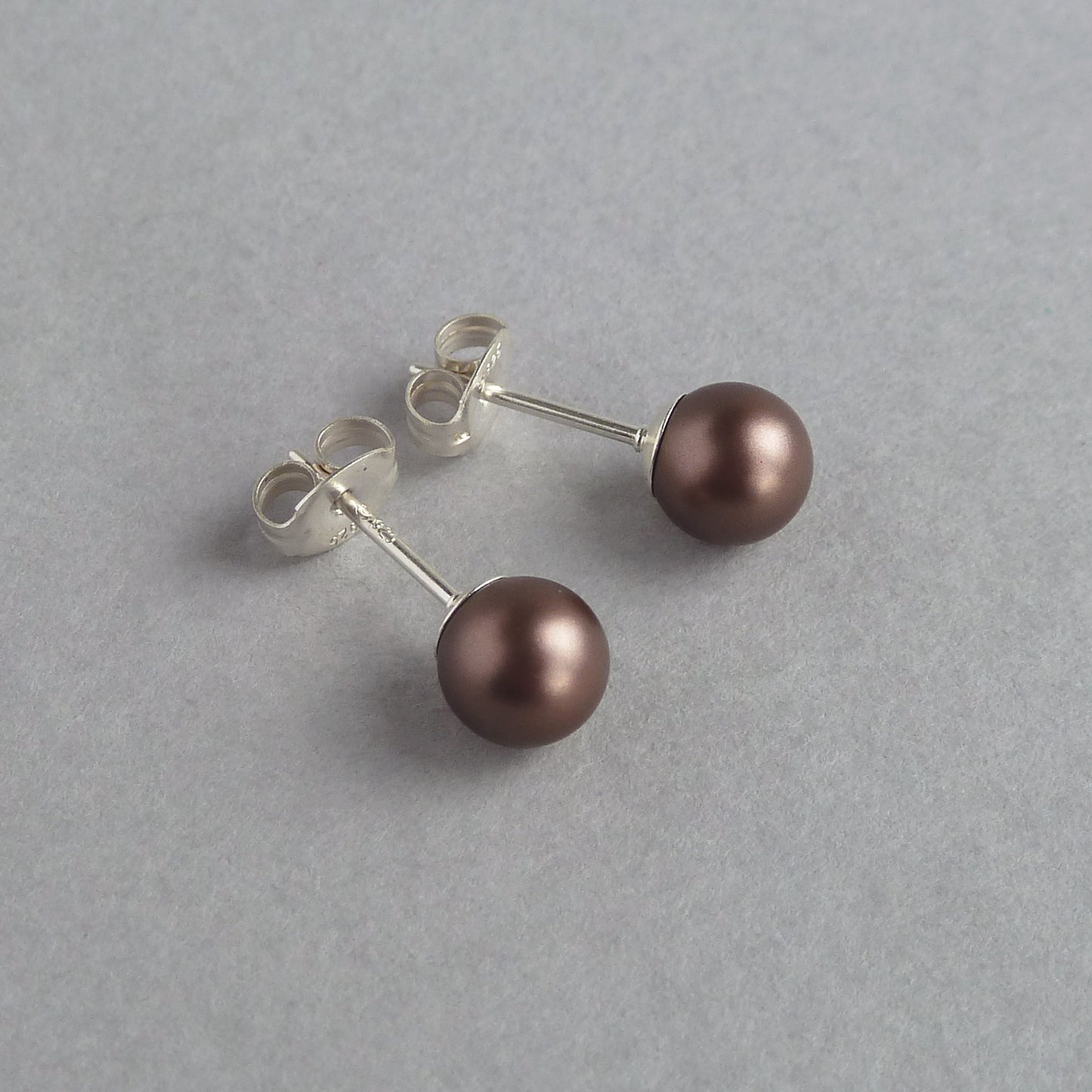 small chocolate pearl stud earrings
