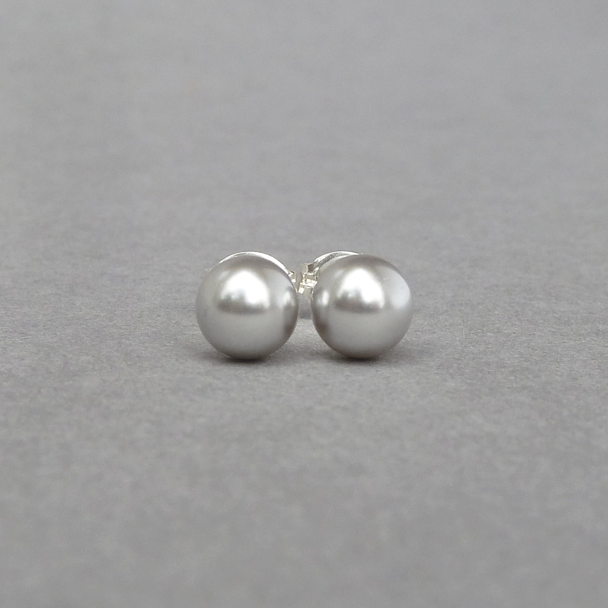 Small pale grey pearl stud earrings