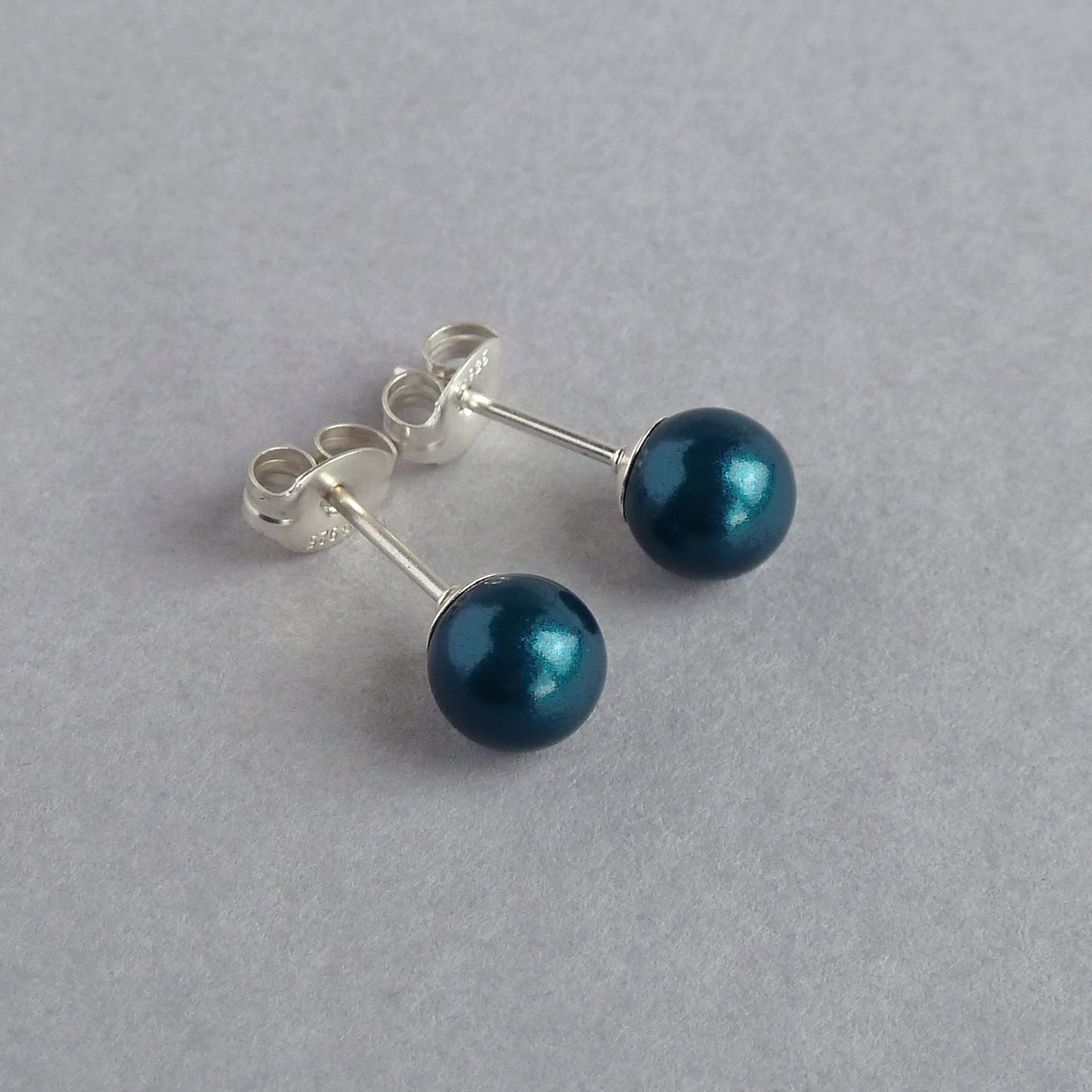 small teal pearl stud earrings